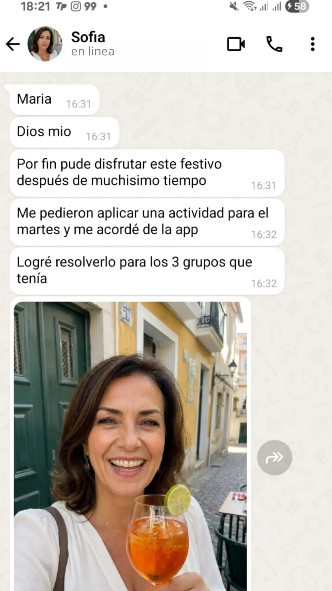 Mensaje de una profesora que usa Clase Exprés